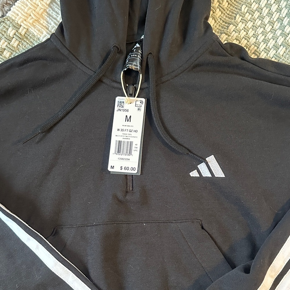 NWT women’s adidas cropped hoodie quarter zip - Picture 3 of 6